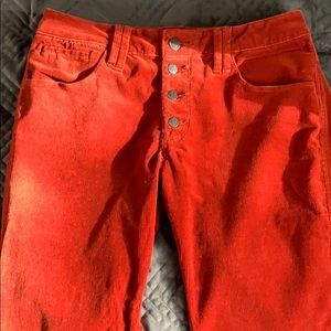 Corduroy burnt orange pants.